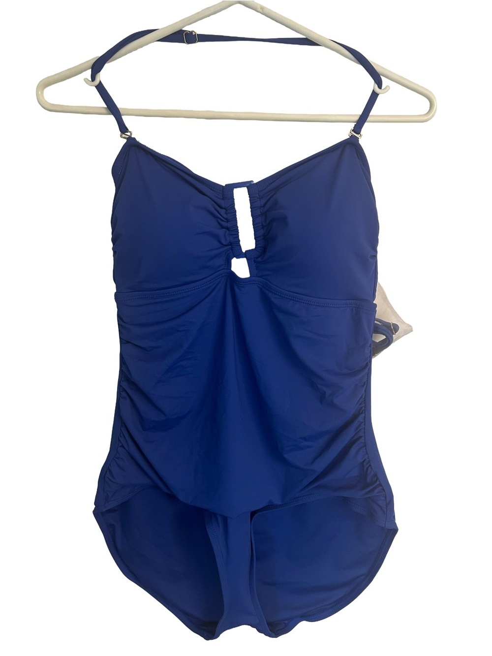 NWT Anne Cole Royal Blue Shirred Keyhole Swimsuit One Piece. Size 12